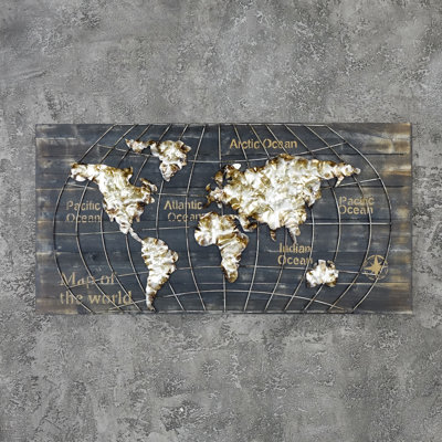Geography Wall Decor on Metal