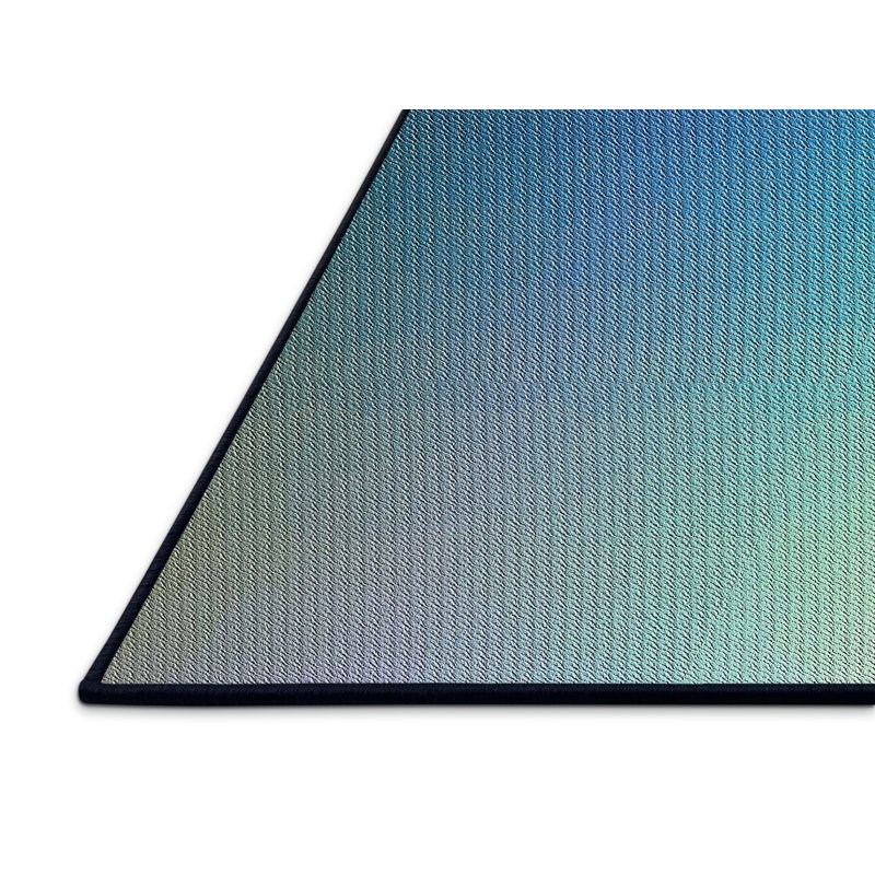 Tapis bleu/jaune à motifs, Rectangle 3 pi x 5 pi