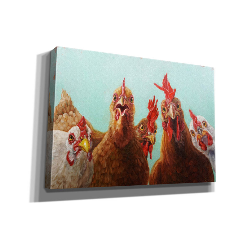 «Chicken for Dinner» par Lucia Heffernan, art mural sur toile, H 18 po x l 26 po x P 0,75 po