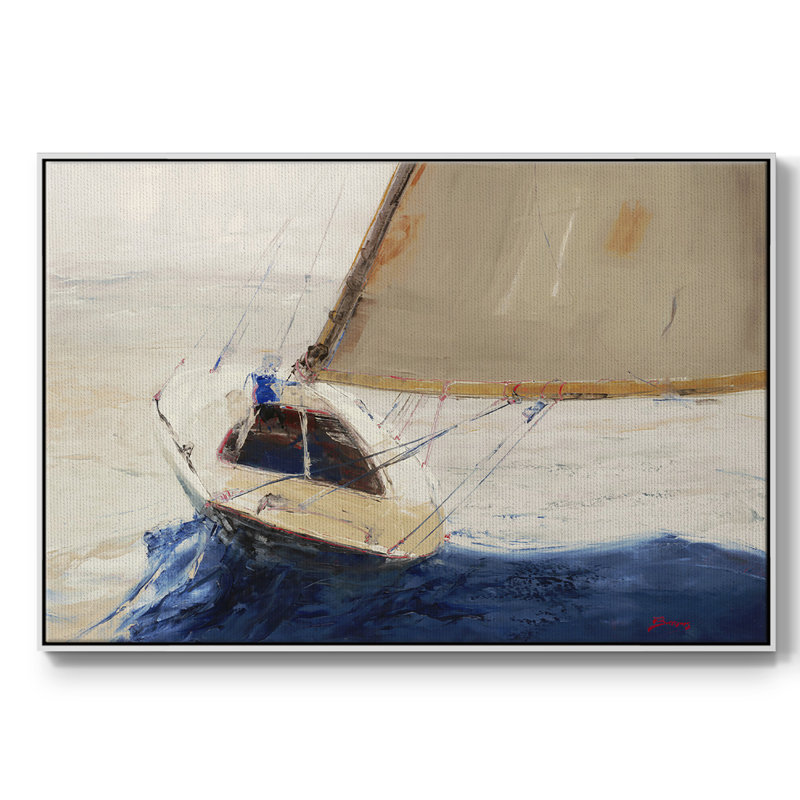 " Single Handed ", White Floater Framed Canvas, 27" H x 41" W x 2" D