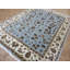 Tapis de la zone en laine bleu/beige 8 pi x 10 pi 1 po one-of-kind à la main noué la Beane