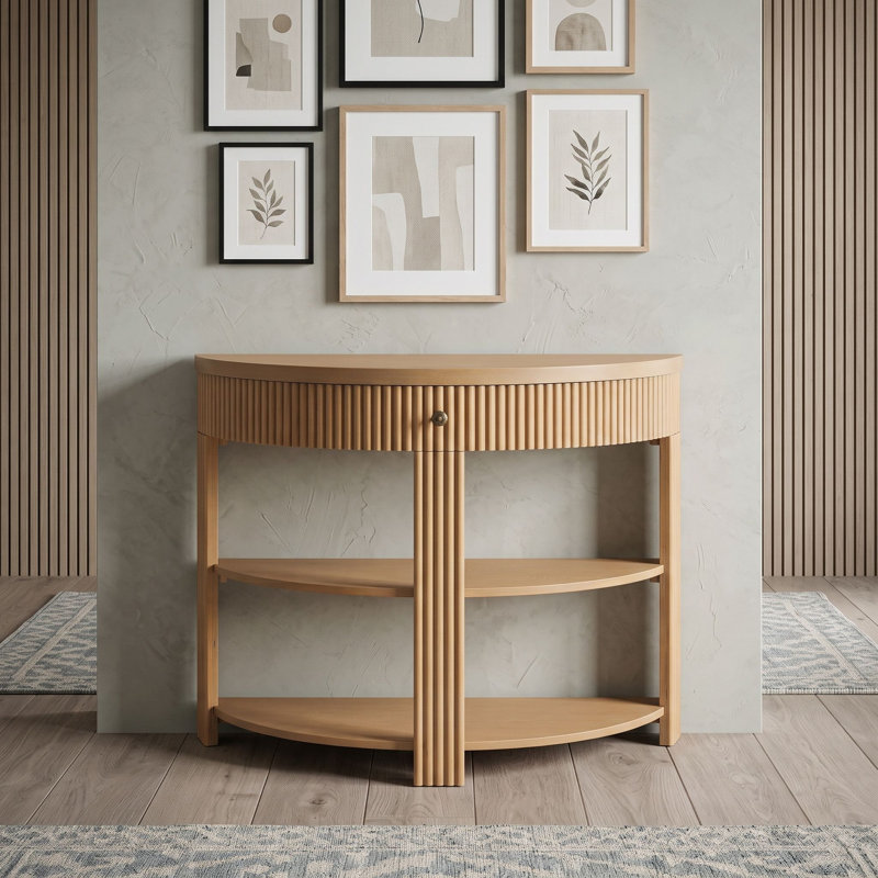 Console avec tiroir et deux tablettes, Naturel