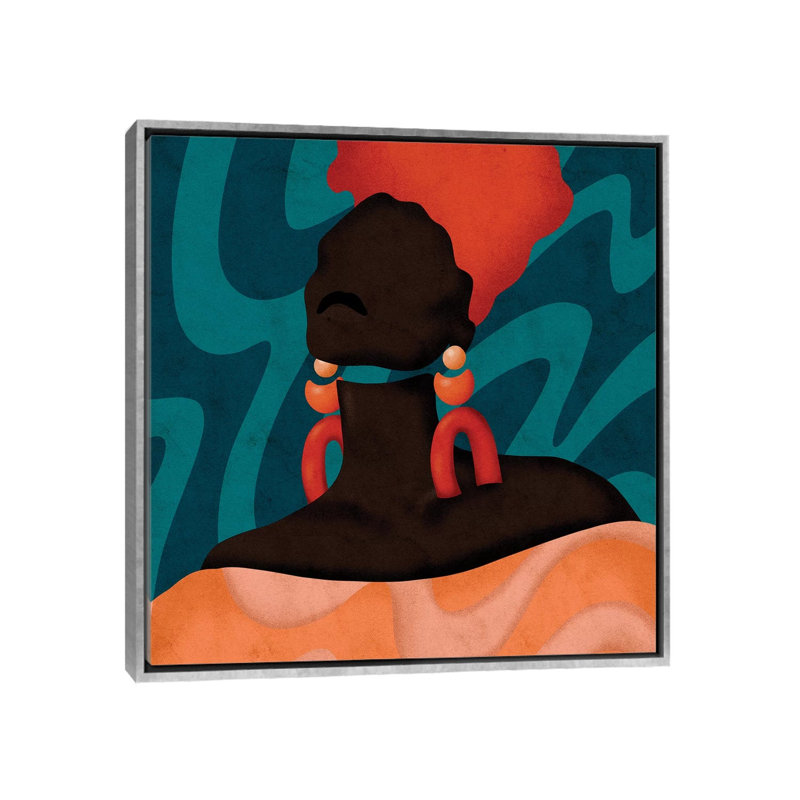 «Sonya» par Reyna Noriega - impression, H 18 po x l 18 po x 1,5 po, Toile avec cadre argenté, Pas de tapis