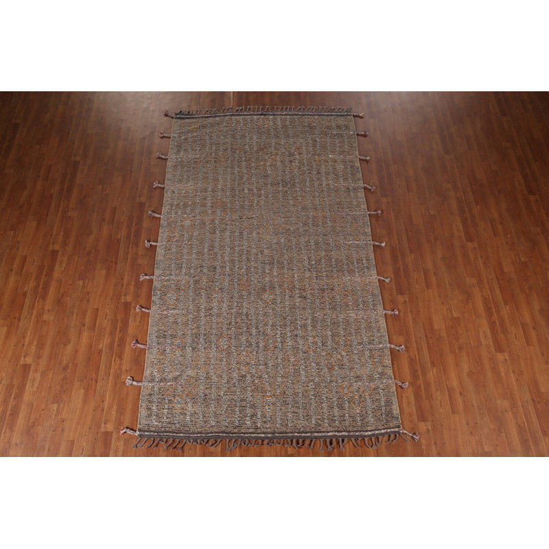 Tapis oriental brun à rayures marocaines 6 x 11