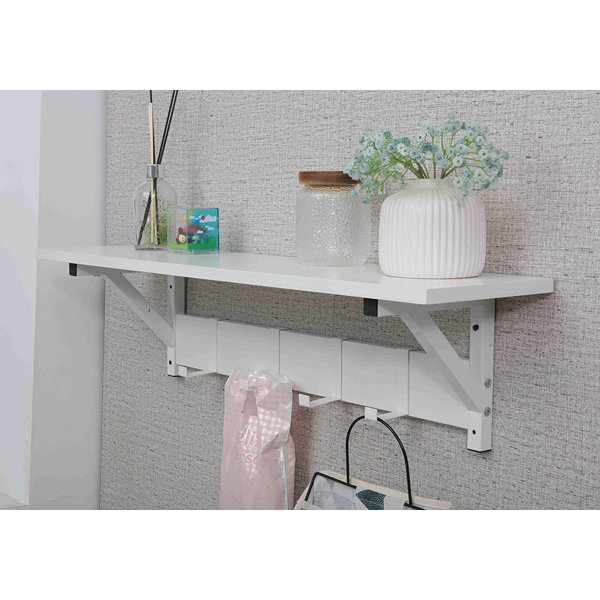 Crestshire 1 Piece Rectangle Floating Shelf with Hooks Laurel Foundry Modern Farmhouse Finish: Gray