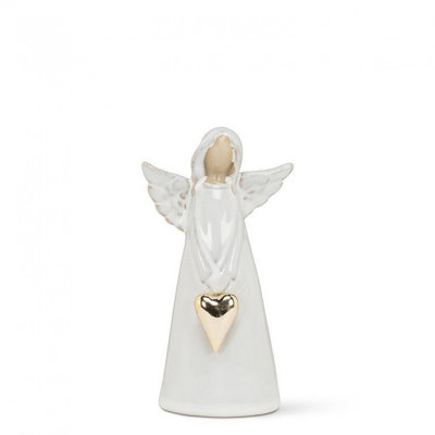 Small Standing Angel With Gold Heart