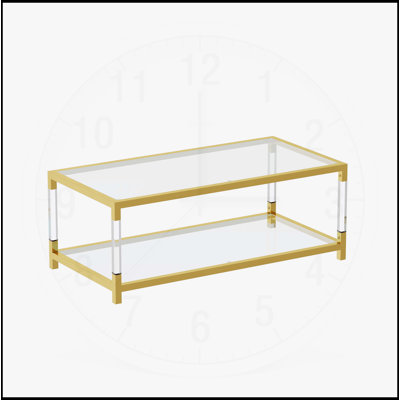 Modern Minimalist Gold Metal Frame Coffee Table with Acrylic Legs, Durable and Stylish for Any Living Space