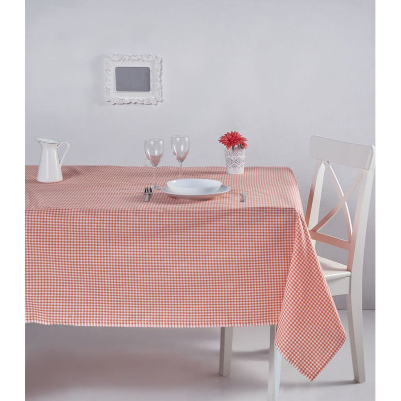 Chon Elegant Checkered Tablecloth, 85% Cotton / 15% Polyester, 67.0 x 86.6 inches | Easy Clean & Machine Washable at 86-104°F | Vibrant Orange Color | Perfect for Dining Room, Kitchen, & Special Occasions