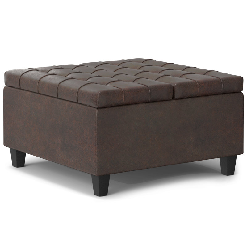 Table basse avec repose-pieds Harrison, Marron foncé, H 16,53 po x L 30,03 po x l 29,96 po