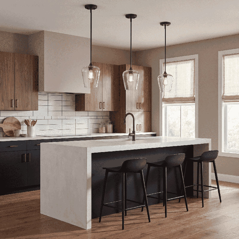 Breena 1-Light Dimmable Bell Pendant, Clear, English Bronze