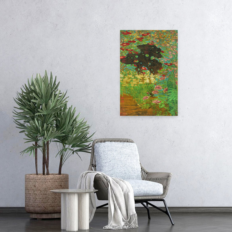 Jardin antique, art abstrait de fleurs printanières, H 24 po x l 16 po