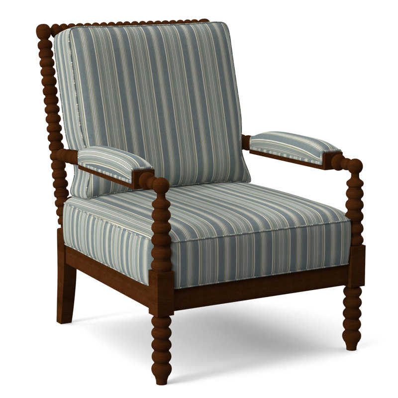 Lind Island 29" Wide Lounge Chair, Coffee Finish, Green and Blue Stripe; 0252-54