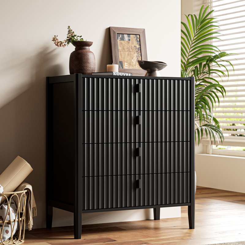 4 - Drawer Dresser, 36.7" H, Black