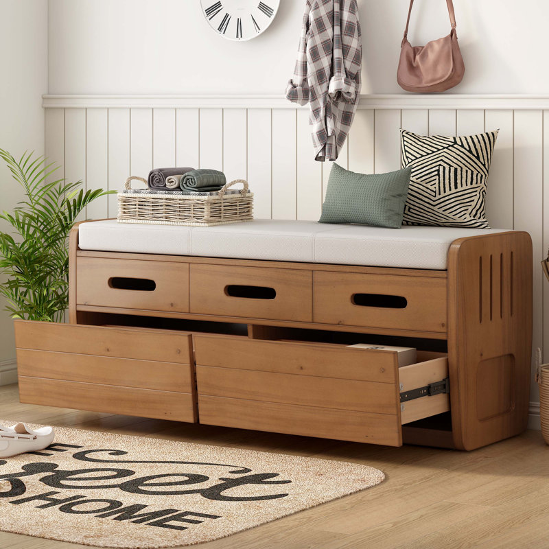 Banc de rangement pour chaussures, Bois naturel