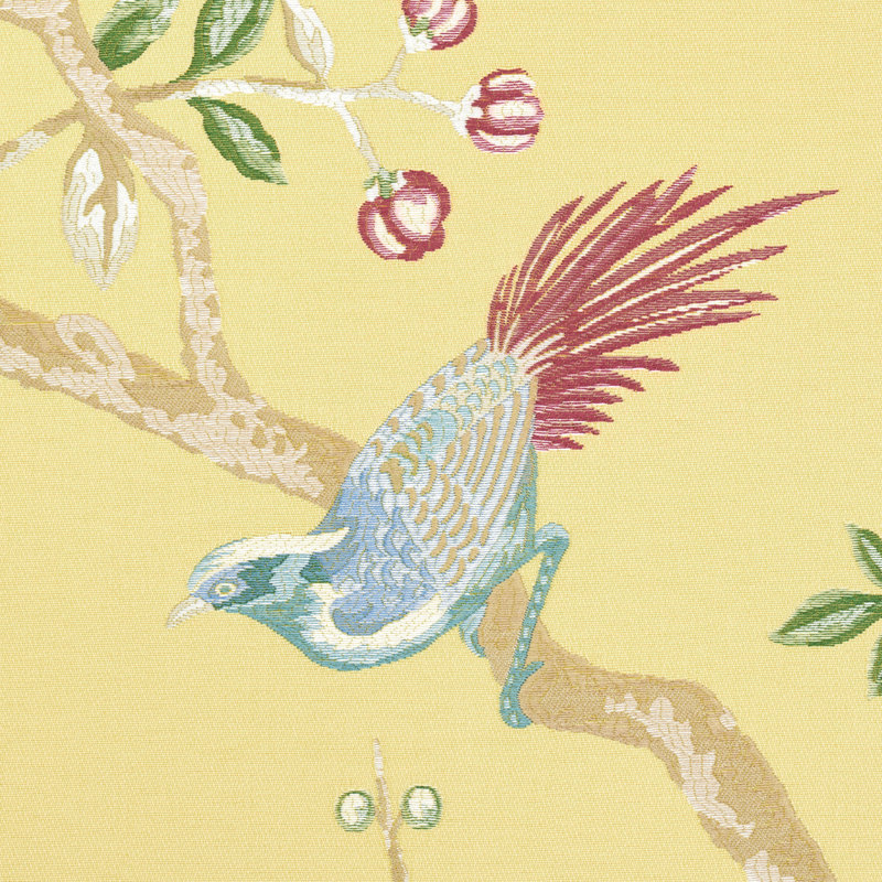 Georgia Vine Cotton Blend Fabric, Soft Yellow