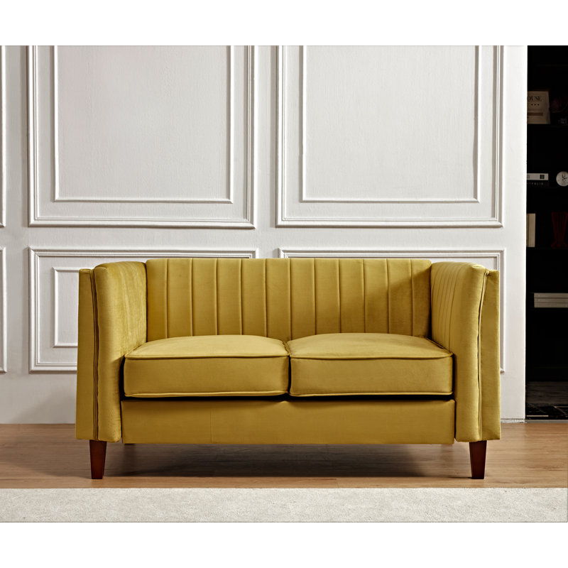 Causeuse en velours Alicia, Jaune / velours vert
