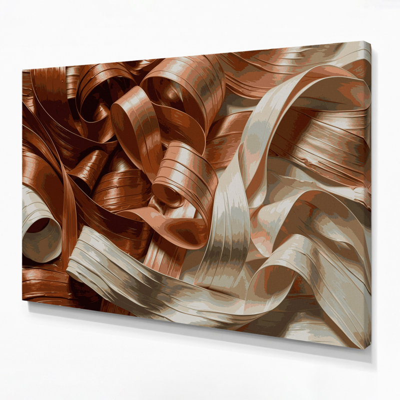 Toile horizontale rayée cannelle brun crème, H 11 po x l 14 po