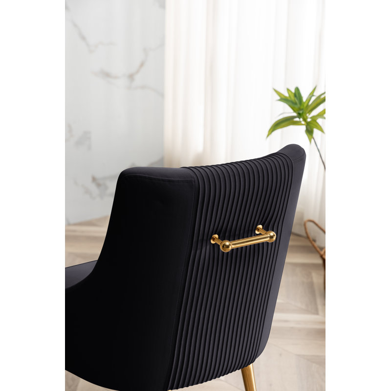 Elian 19.7'' H Velvet Upholstered Side Chair, Black