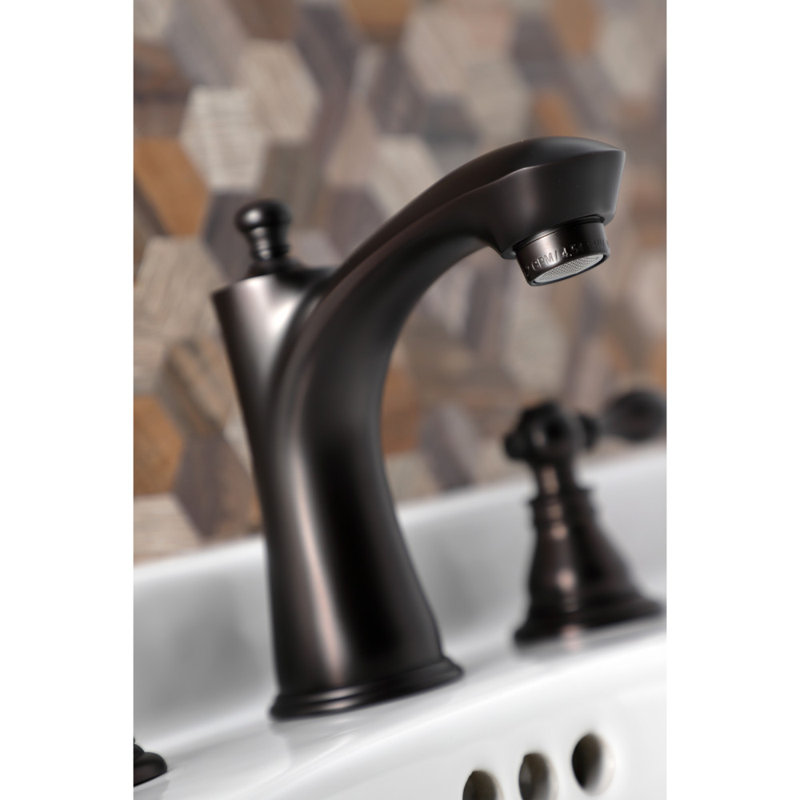 Kingston Brass American Classic Two-Handle 3-Hole Deck Mount Widespread Bathroom Faucet with Retail Pop-Up Drain