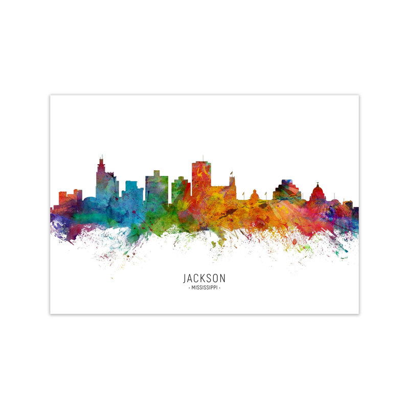 Jackson Mississippi Skyline by Michael Tompsett - Print, Unframed, 30cm H x 42cm W x 1cm D