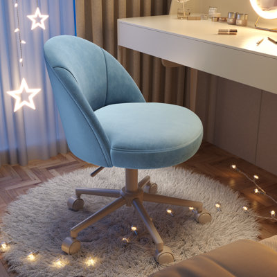 25.1" W Modern Office Chair With Wheels, Adjustable Task Chair Featuring Soft-padded Backrest For Office And Bedroom Use.