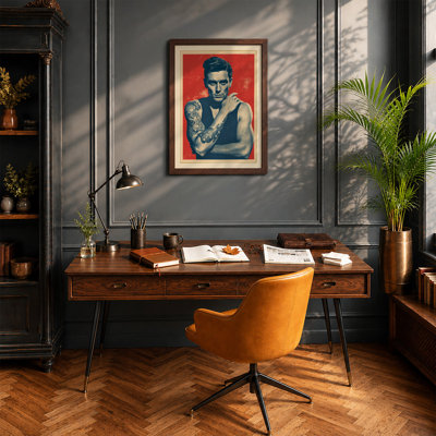 Tattooed Portrait, Red Ground Retro - Print