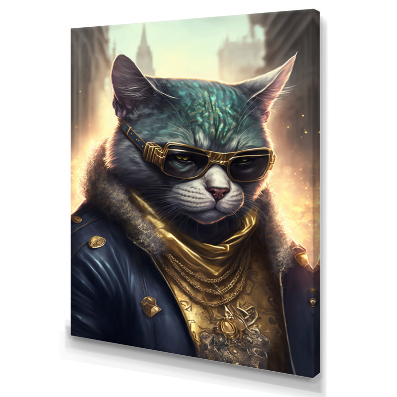 «Cat Gangster in NYC I», impression sur toile, H 32 po x l 16 po x P 1 po, Toile tendue
