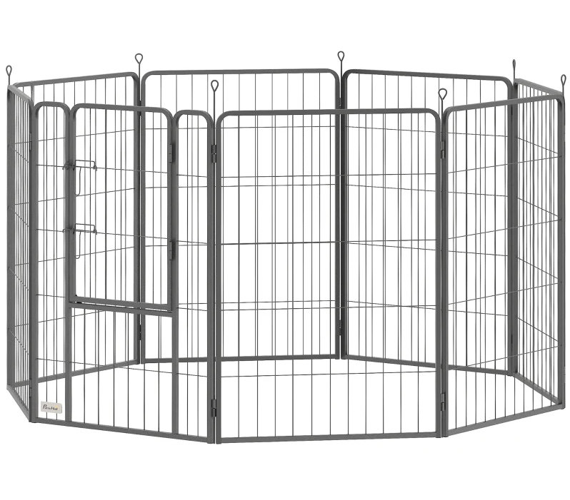 Enclos d'exercice 39 pouces, clôture pour animaux 8 panneaux en métal pour chiens de taille moyenne et grande