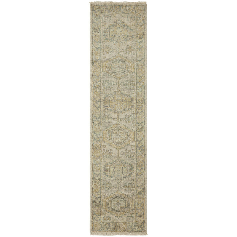 Amaris Sandstone Elegance Hand-Knotted Wool Area Rug, Runner 2'6" x 10'