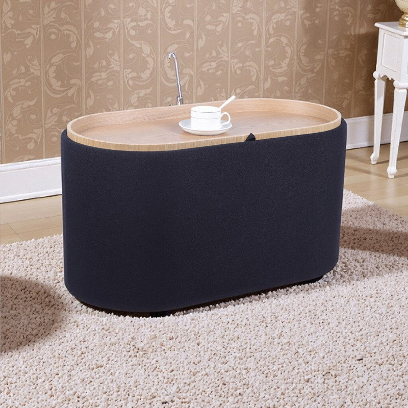 Banc repose-pieds de rangement en bois d'ingénierie de 30 po de largeur avec plateau réversible, repose-pieds de table basse multifonctionnel