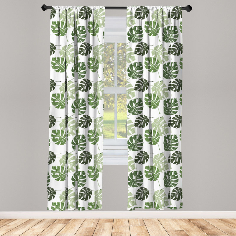 Monstera Semi-Sheer Rod Pocket Curtain Panels, 28" x 95"