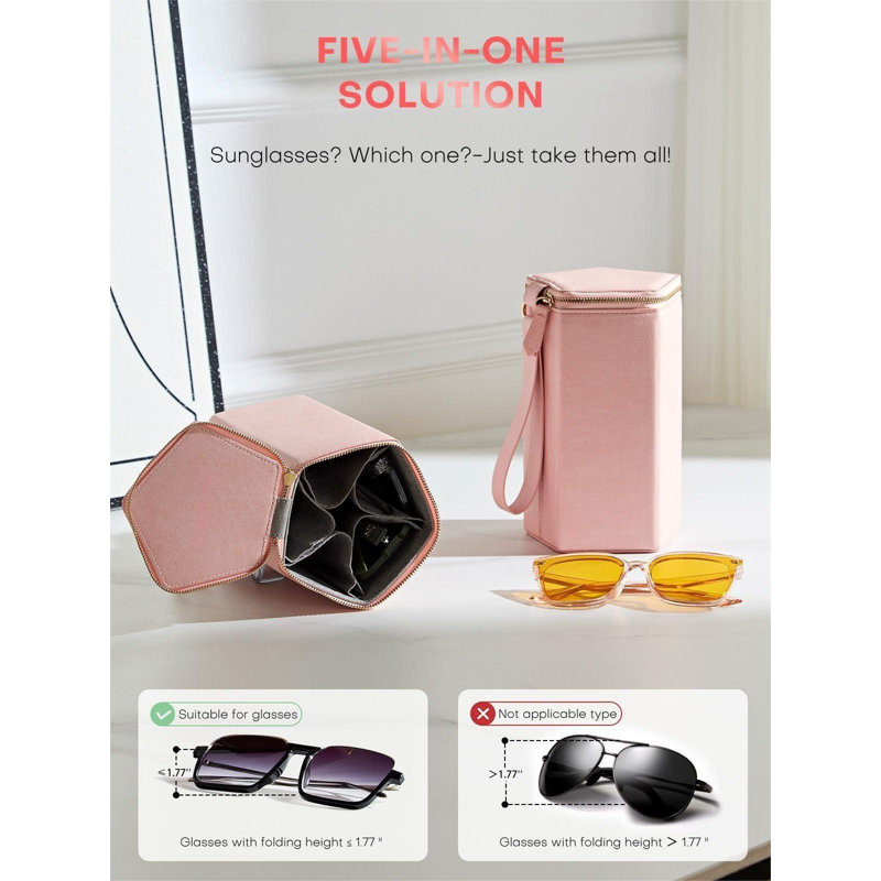 Sunglasses Case Organizer For Men Women, Eyeglasses Foldable Hanging Travel Case Storage Holder Organizer