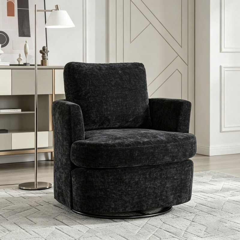 Fauteuil demi-tonneau pivotant à 360 degrés, Noir