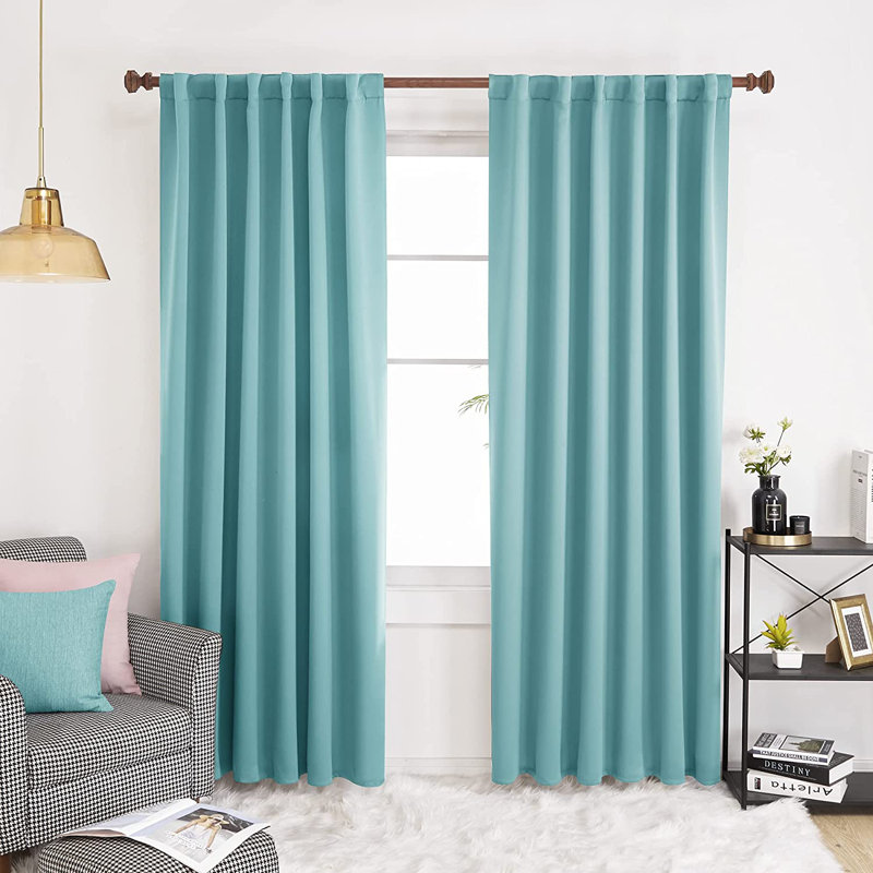 Harue Curtain Pair, Teal, 52" W x 84" L