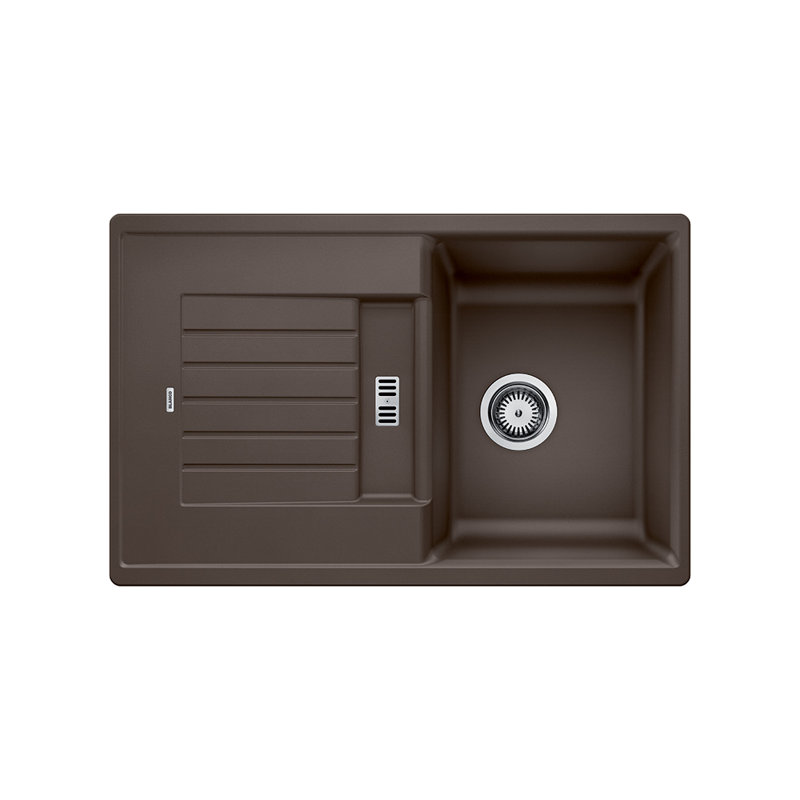 Zia Single Bowl Inset Kitchen Sink, Coffee, 202mm H x 500mm W x 780mm L