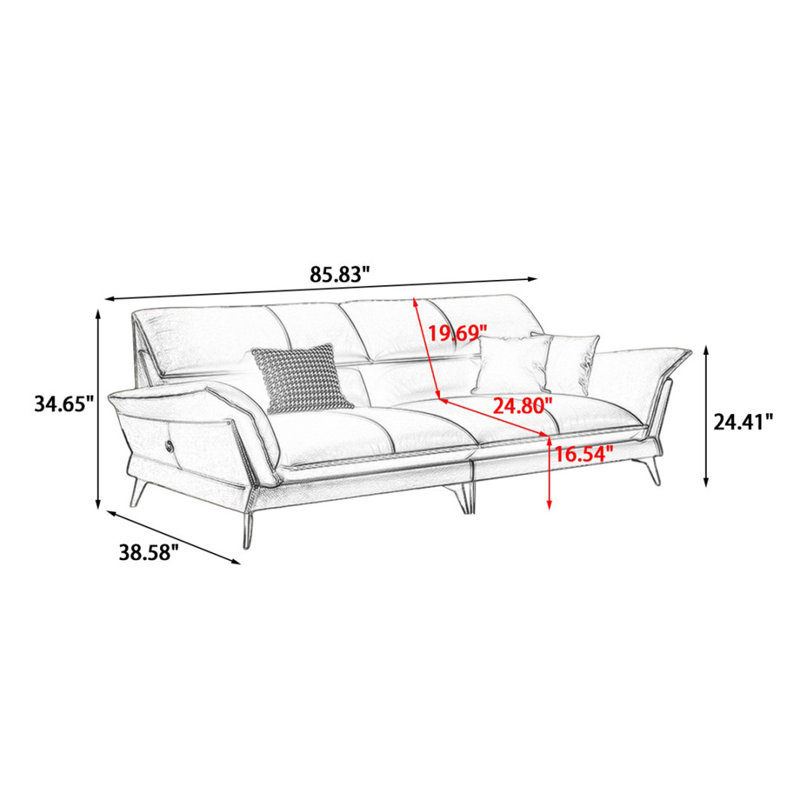 Canapé modulaire gris en cuir véritable, Gris