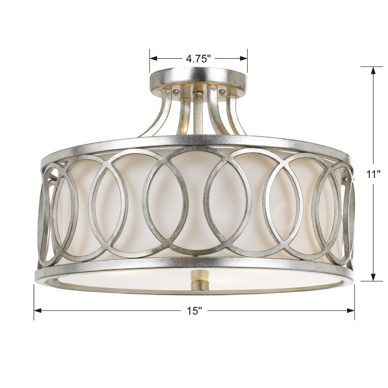 Graham 3 - Light Semi Flush Mount, Antique Silver