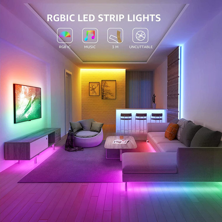 Strip Color APP LIGHTING Music-Synced YI with LED & Cuttable Control | Reviews LED Smart Wayfair Lights Changing, Wi-Fi 32.8FT Remote