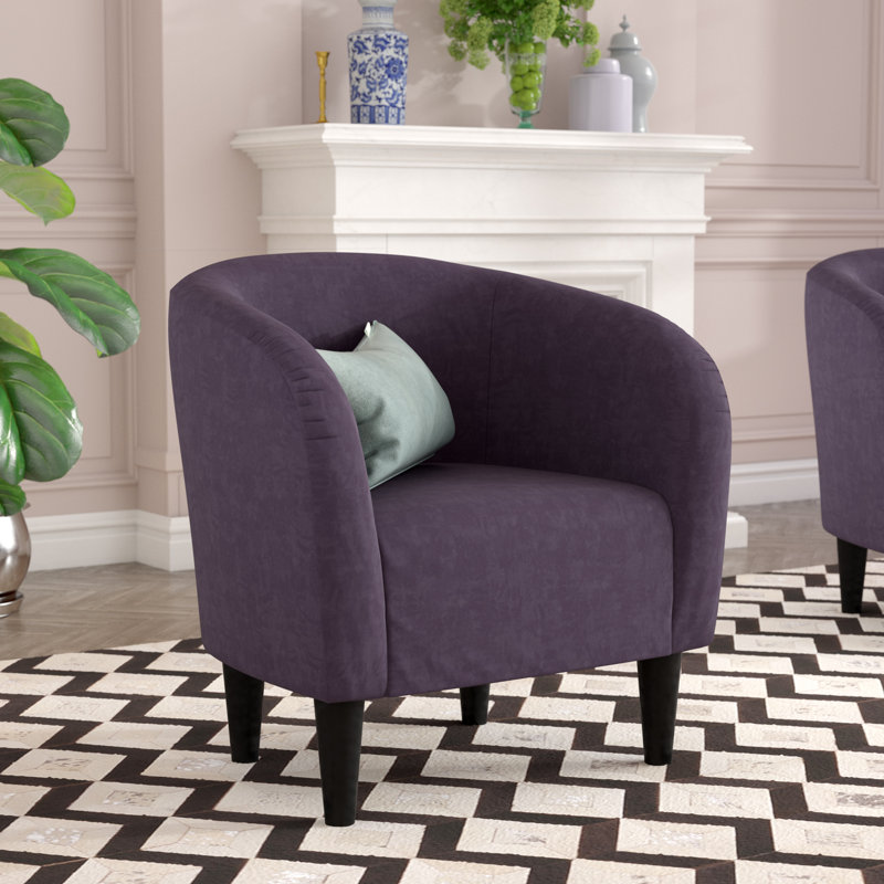 Fauteuil demi-tonneau de 29,50 po de largeur, Toulan en sergé aubergine