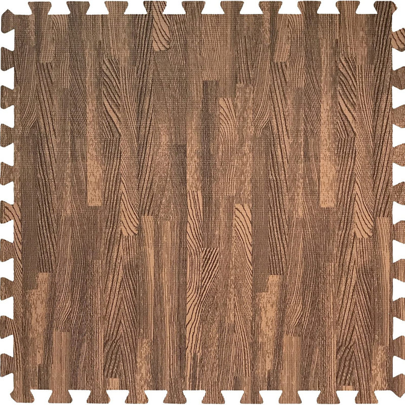 Sorbus 24" Interlocking Floor Foam Mat Wood Print, Brown
