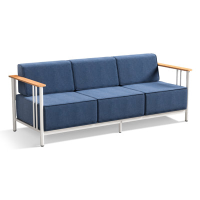 Coan Archlebov 79.1" Wide Outdoor Powder Coated Steel Patio Sofa – Deep Seating Outdoor Couch With 10" Thick Cushions