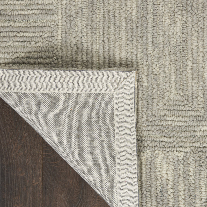 Tapis gris en laine touffeté à la main, Rectangle 3 pi 9 po x 5 pi 9 po