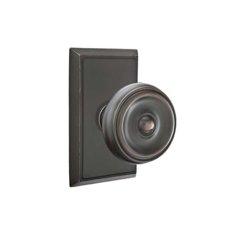 Passage Waverly Knob with Rectangular Rose, Oil Rubbed Bronze