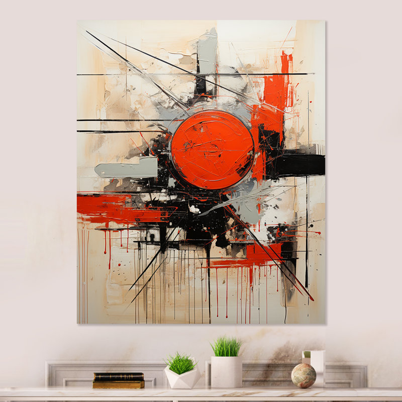 «Red and White Chaos Unleashed II», art mural abstrait en métal, H 20 po x l 12 po x P 1 po