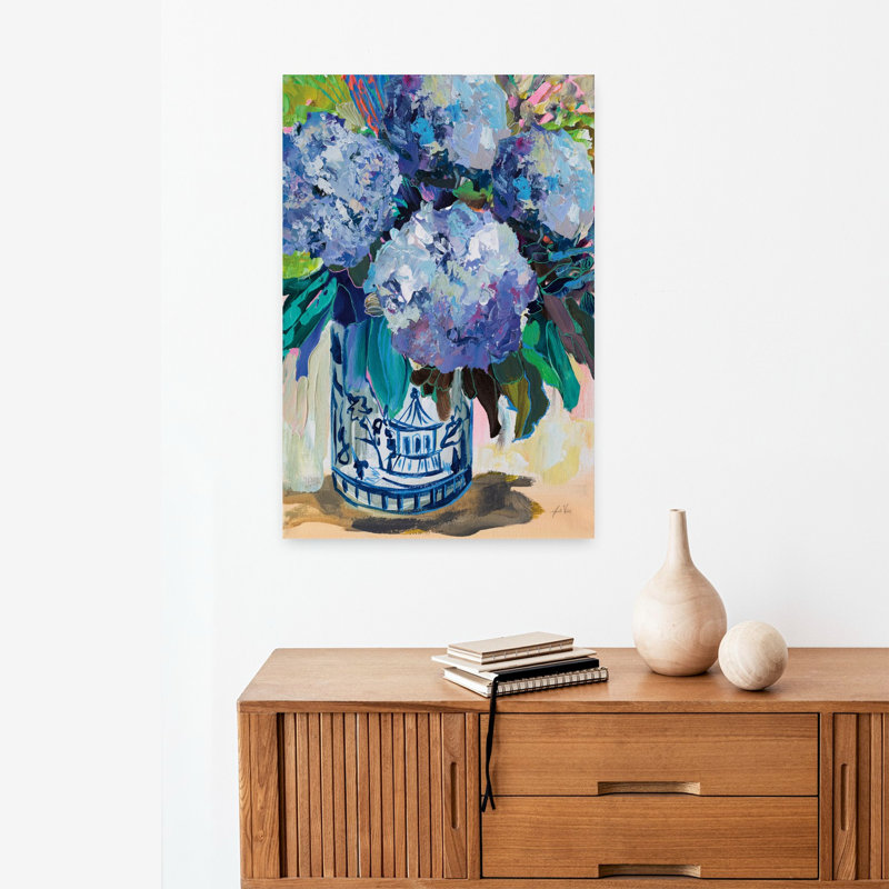 Art contemporain fleur d'hortensia contemporaine, H 24 po x l 16 po
