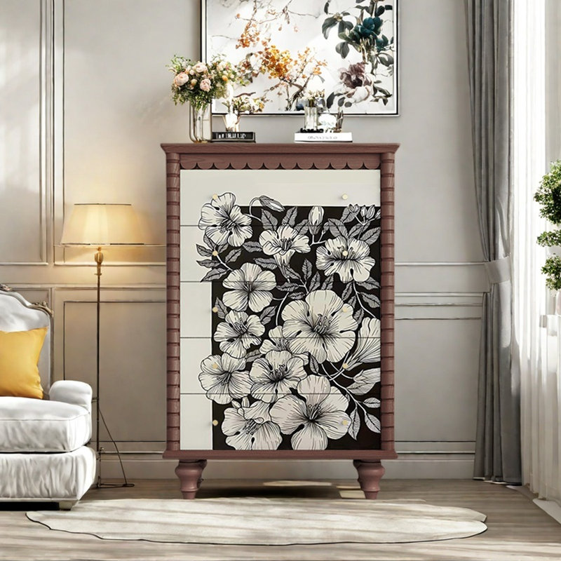 Commode décorative à cinq tiroirs Retro, Brun
