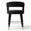 Tabouret de bar à dossier arrondi de 61 cm (24 po) recouvert de chenille avec repose-pieds doré-169682629