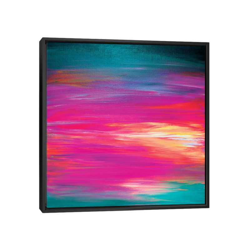 « brillante horizons ii », reproduction d’art sur toile tendue, H 18 po x l 18 po x P 1,5 po, Toile avec cadre noir