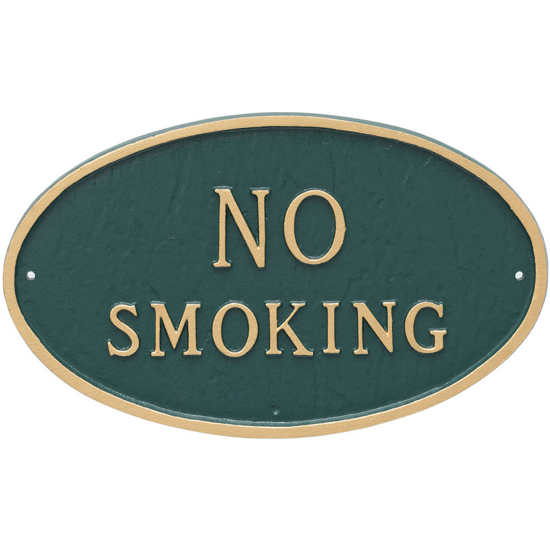 No Smoking Statement Garden Plaque, Hunter Green/Gold
