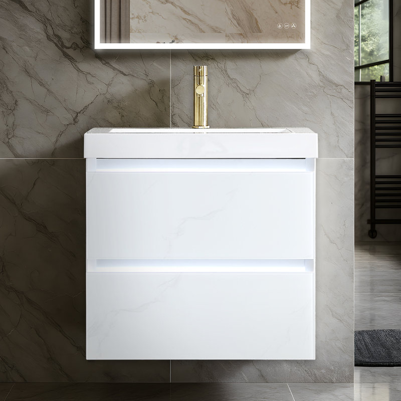 Ensemble de meuble-lavabo simple 24 po Fahriye, Blanc Calacatta
